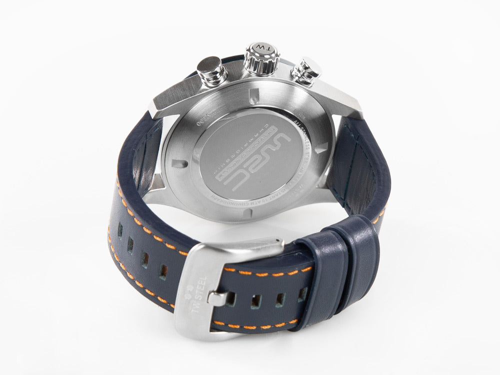 Montre à Quartz TW Steel WRC, Bleu, 48 mm, Bracelet en cuir, 10 atm, VS90