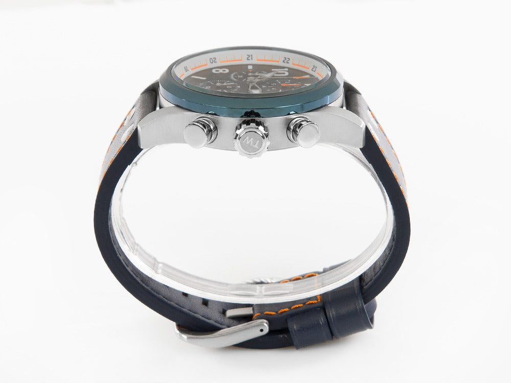 Montre à Quartz TW Steel WRC, Bleu, 48 mm, Bracelet en cuir, 10 atm, VS90
