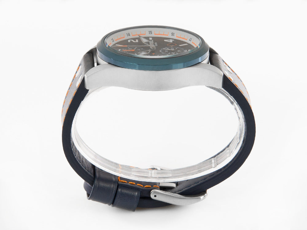 Montre à Quartz TW Steel WRC, Bleu, 48 mm, Bracelet en cuir, 10 atm, VS90