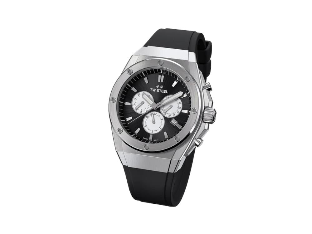 Montre à Quartz TW Steel Ceo Tech 44mm, Noir, 44 mm, Caoutchouc, 10 atm, CE4041