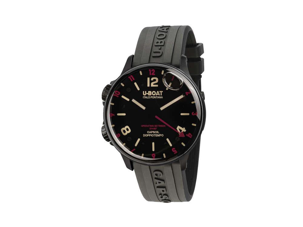 Montre à Quartz U-Boat Capsoil Doppiotempo Red Rehaut, DLC, Noir, 45 mm, 8841