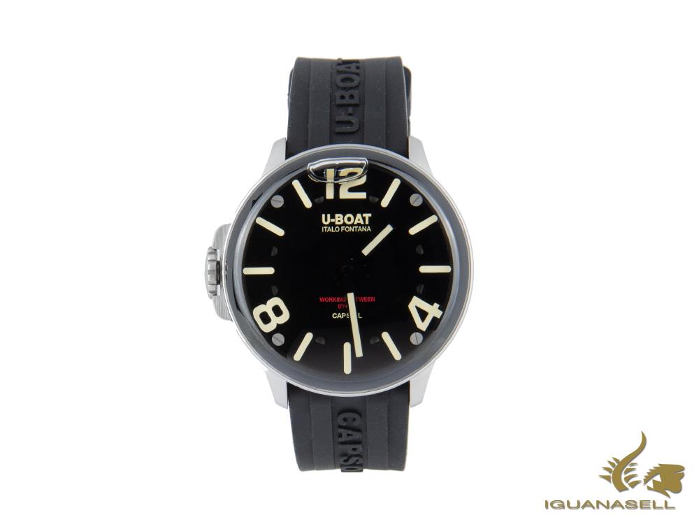 Montre à Quartz U-Boat Capsoil SS, Acier Inoxydable 316L, Noir, 45 mm, 8110/A