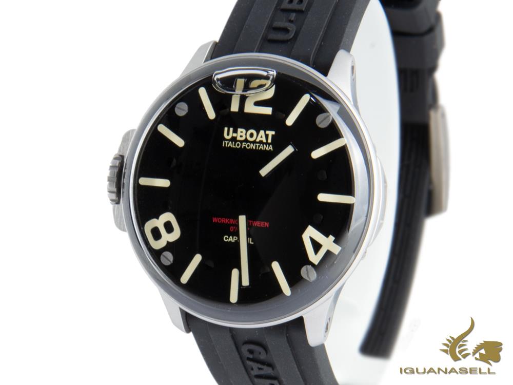 Montre à Quartz U-Boat Capsoil SS, Acier Inoxydable 316L, Noir, 45 mm, 8110/A