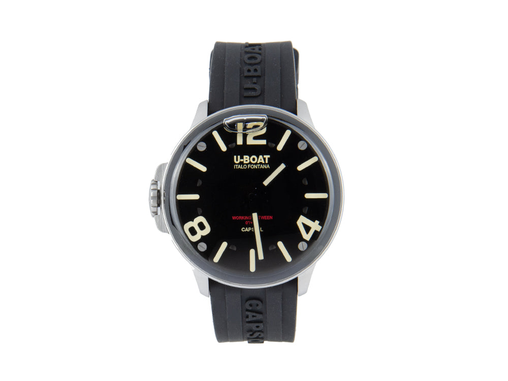 Montre à Quartz U-Boat Capsoil SS, Acier Inoxydable 316L, Noir, 45 mm, 8110/A