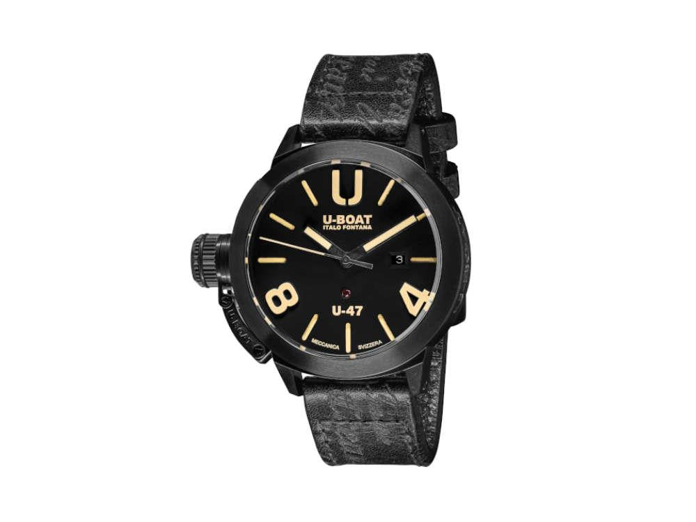 Montre Automatique U-Boat U-47 Classico Dark Soul, IPB, 47mm, Cuir, 9160