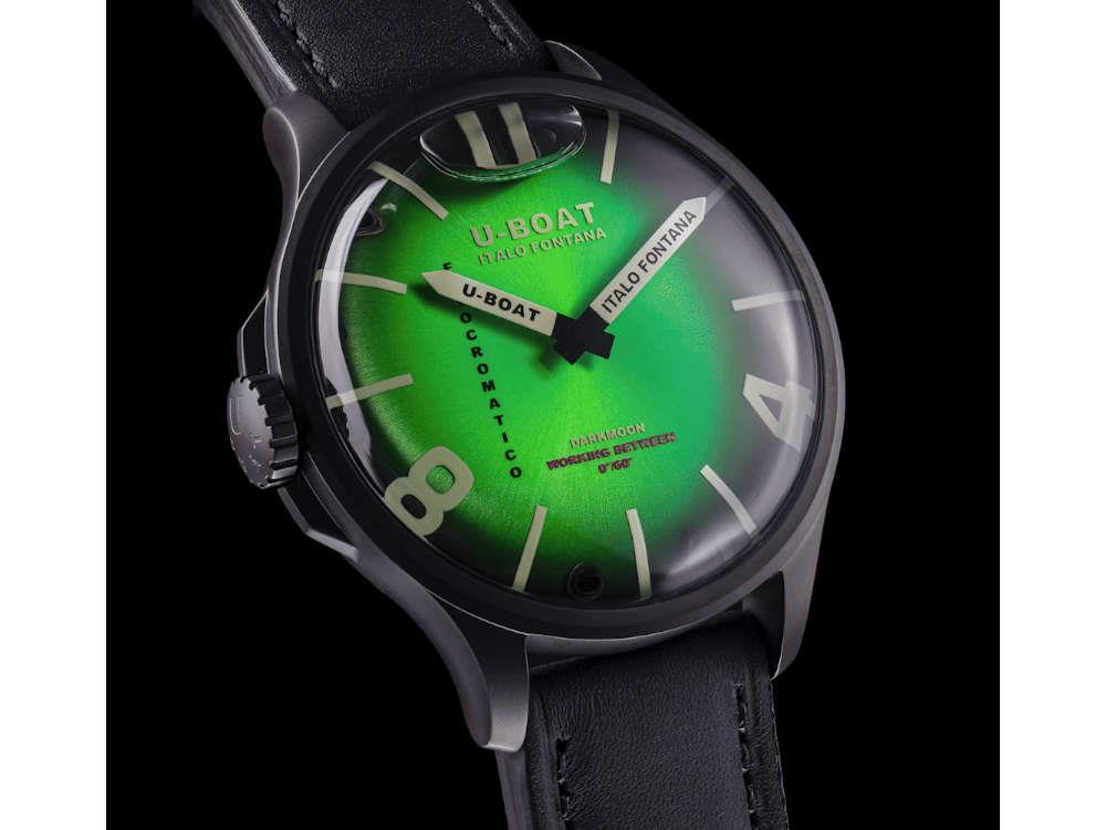 Montre à Quartz U-Boat Capsoil Darkmoon Kama, IPB, 46.5 mm, Vert, 3343