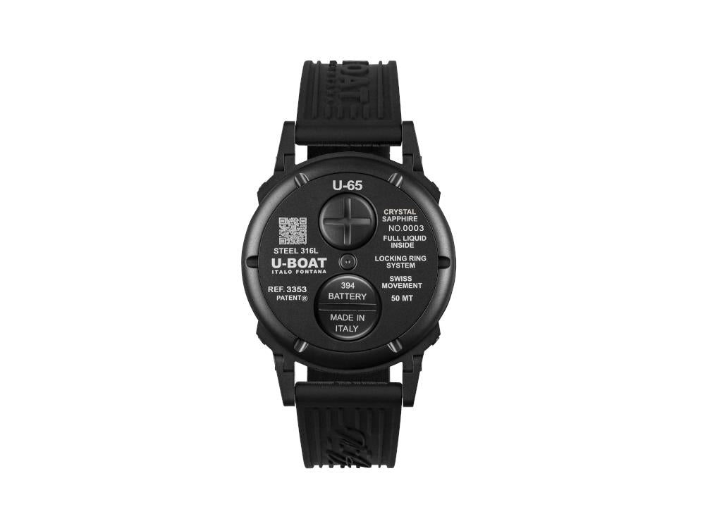 Montre à Quartz U-Boat U-65 PVD Aqua, PVD, 44 mm, Gris, 3353