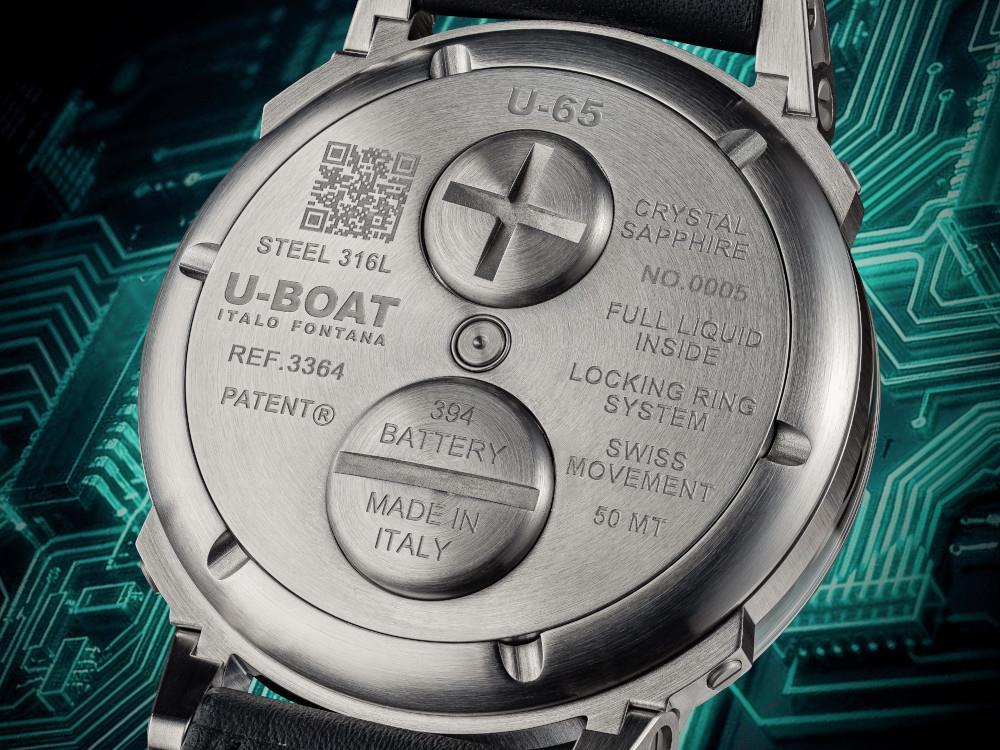 Montre à Quartz U-Boat U-65 TEK SS, 44 mm, Noir, 3364