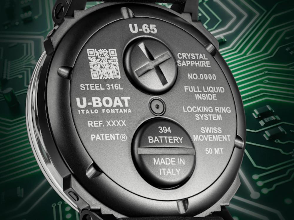 Montre à Quartz U-Boat U-65 TEK PVD, 44 mm, Noir, 3365