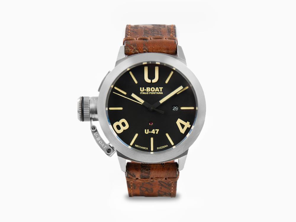 Montre Automatique U-Boat Classico, Acier Inoxydable 316L, Noir, 47mm, 8105