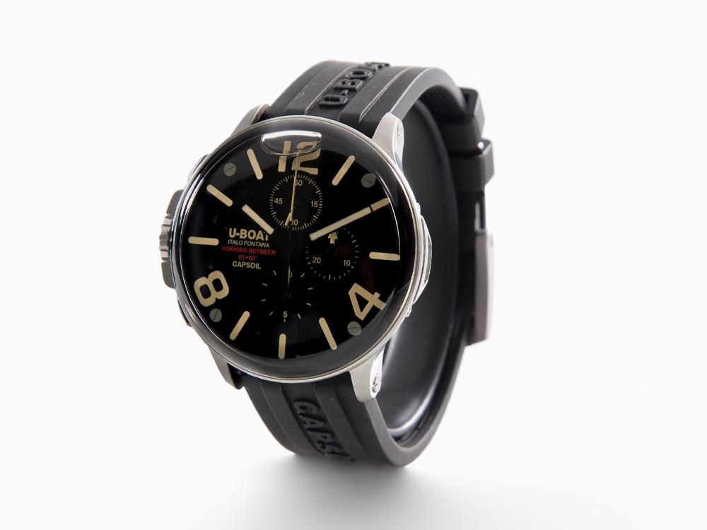 Montre à Quartz U-Boat Capsoil Chrono SS, Noir, 45 mm, 8111/C