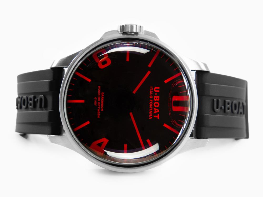 Montre à Quartz U-Boat Capsoil Darkmoon 44 Red SS, Noir, 44 mm, 8465/A