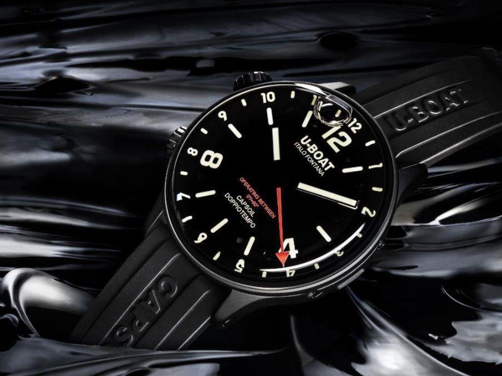 Montre à Quartz U-Boat Capsoil Doppiotempo DLC, Acier Inoxydable, 45 mm, 8770