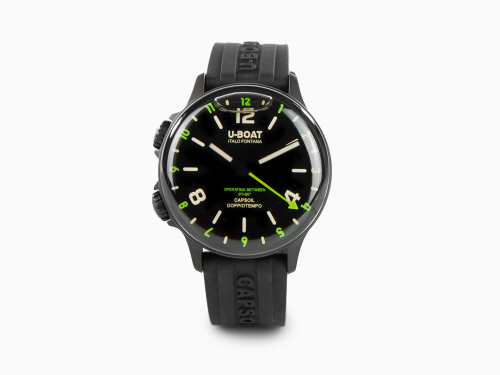 Montre à Quartz U-Boat Capsoil Doppiotempo Green Rehaut, DLC, Noir, 45 mm, 8840