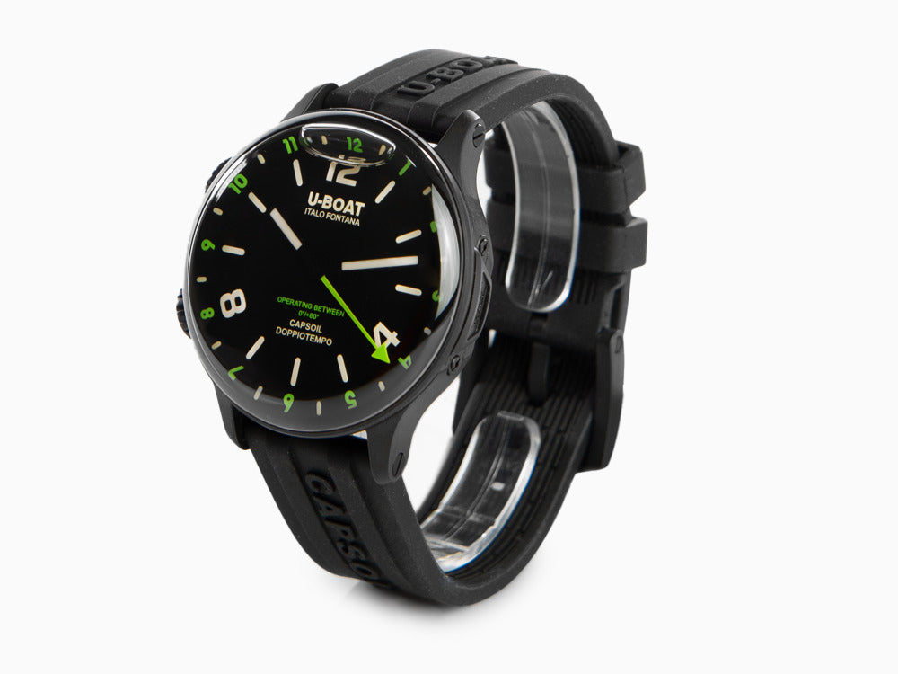Montre à Quartz U-Boat Capsoil Doppiotempo Green Rehaut, DLC, Noir, 45 mm, 8840