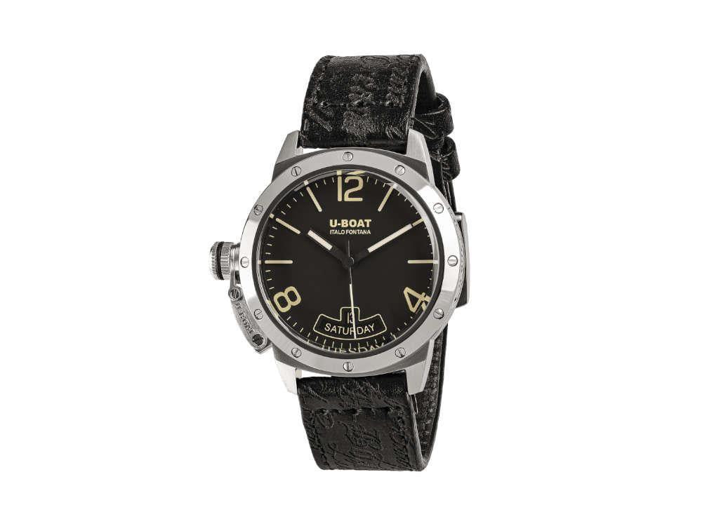 Montre Automatique U-Boat Classico Vintage, Noir, 40 mm, Bracelet en cuir, 8890