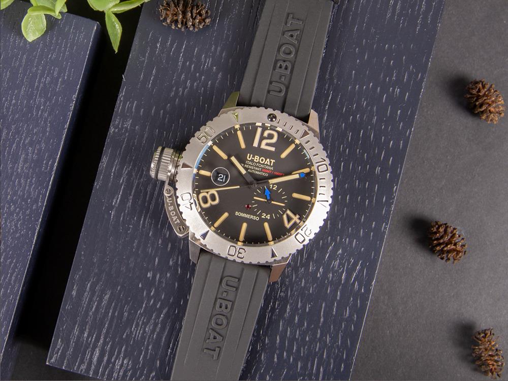 Montre Automatique U-Boat Classico Sommerso, Noir, 46 mm, 30 atm, 9007/A