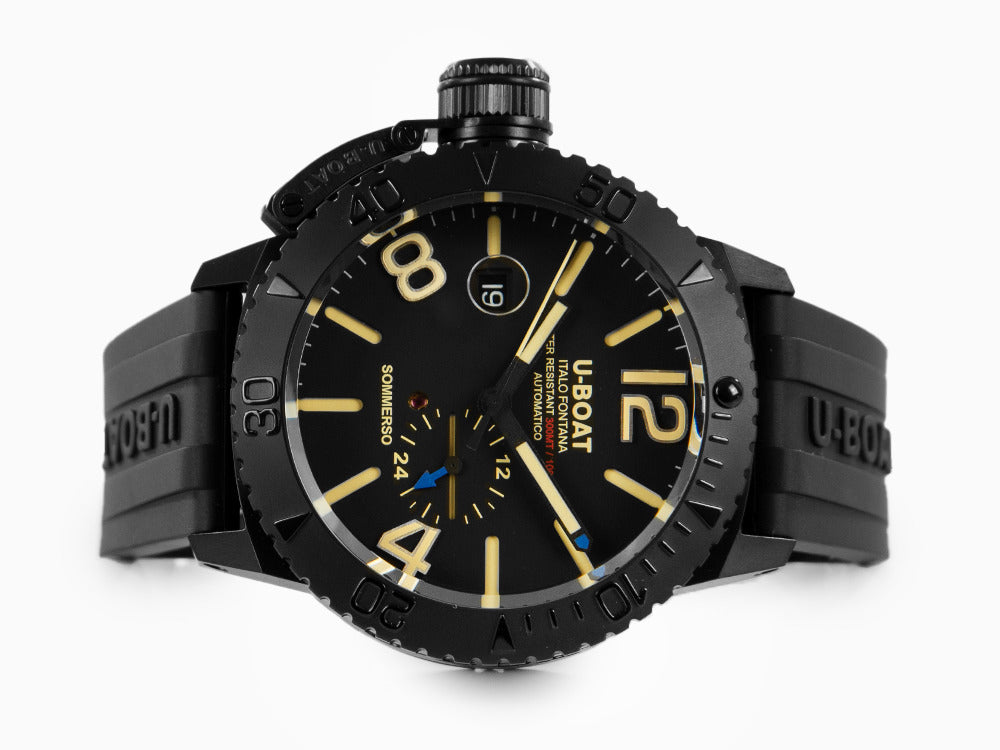 Montre Automatique U-Boat Classico Sommerso, DLC, Noir, 46 mm, 30 atm, 9015