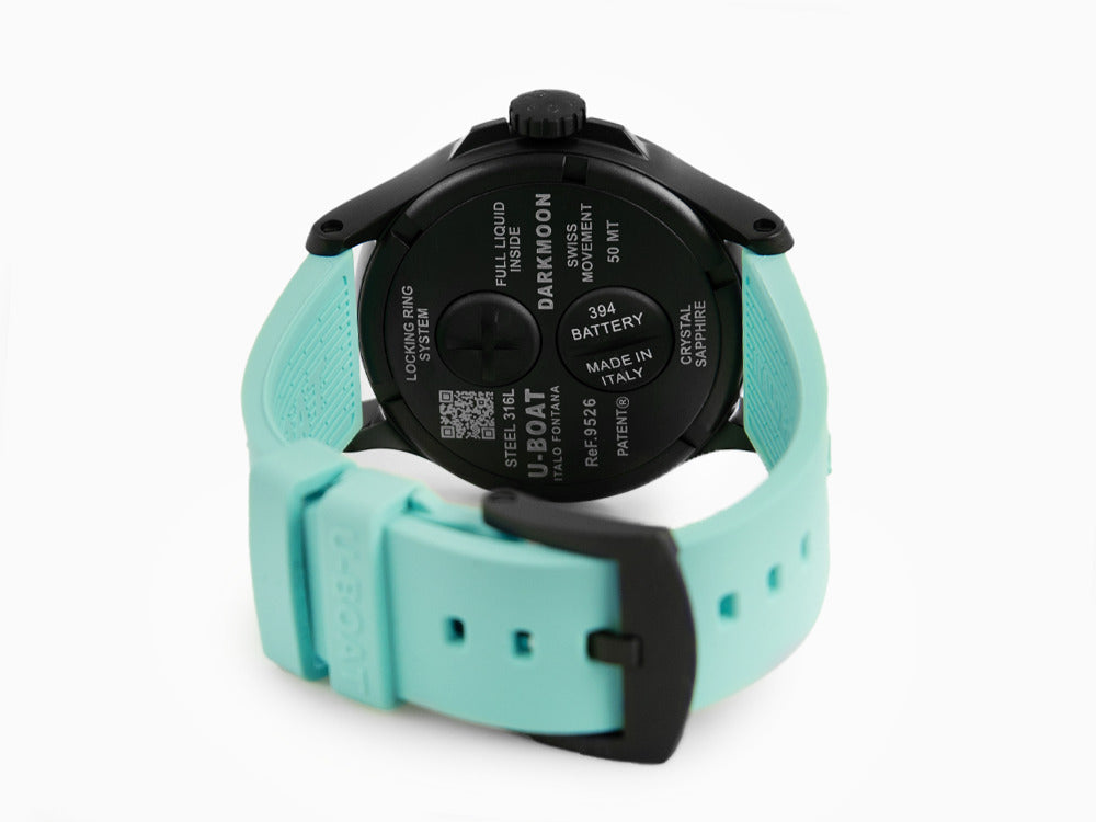 Montre à Quartz U-Boat Capsoil Darkmoon Aquamarine Curve, 44 mm, IPB, Noir, 9526