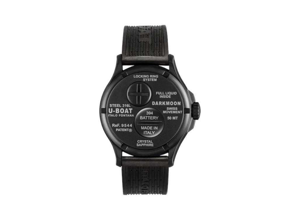 Montre à Quartz U-Boat Capsoil Darkmoon Curve, PVD, 44 mm, Noir, 9544