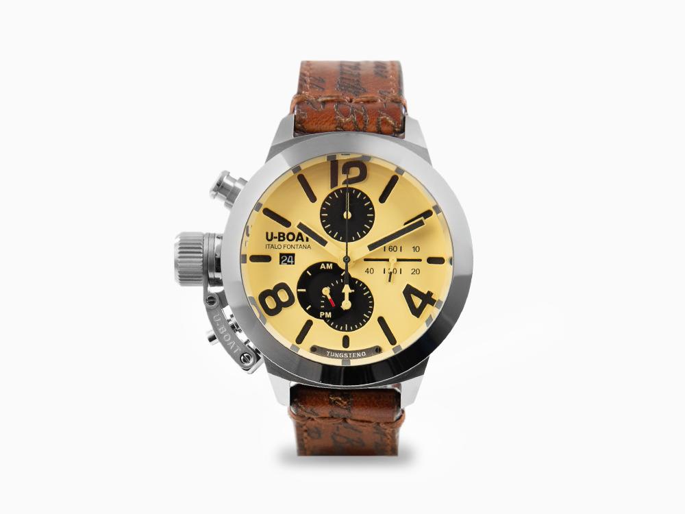 Montre Automatique U-Boat Classico Tungsteno Chronograph, Beige, 45 mm, 9568