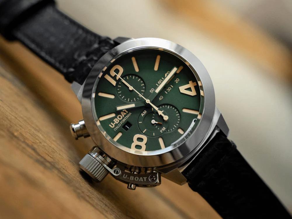 Montre Automatique U-Boat Classico Tungsteno Chronograph, Vert, 45 mm, 9581