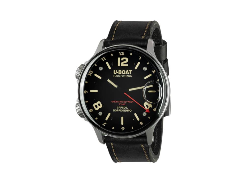 Montre à Quartz U-Boat Capsoil Doppiotempo, 55 mm, Noir, 9672