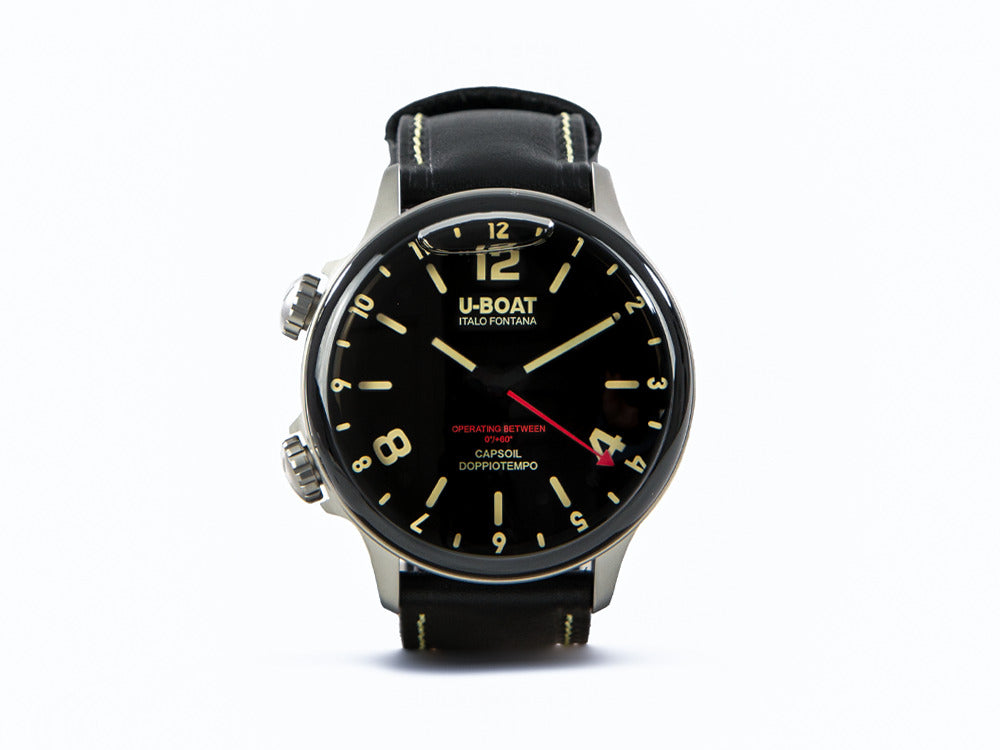 Montre à Quartz U-Boat Capsoil Doppiotempo, 55 mm, Noir, 9672