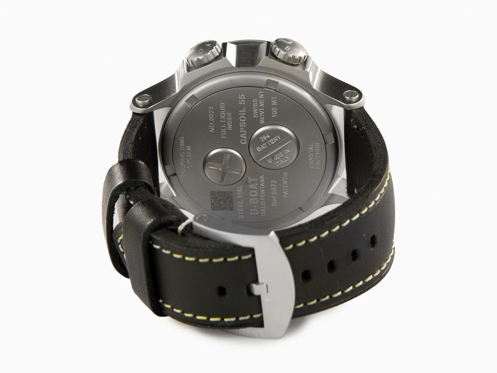 Montre à Quartz U-Boat Capsoil Doppiotempo, 55 mm, Noir, 9672