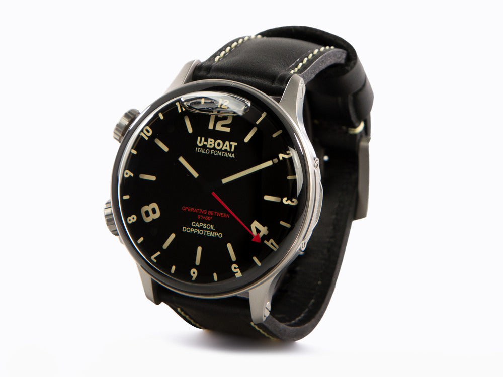 Montre à Quartz U-Boat Capsoil Doppiotempo, 55 mm, Noir, 9672