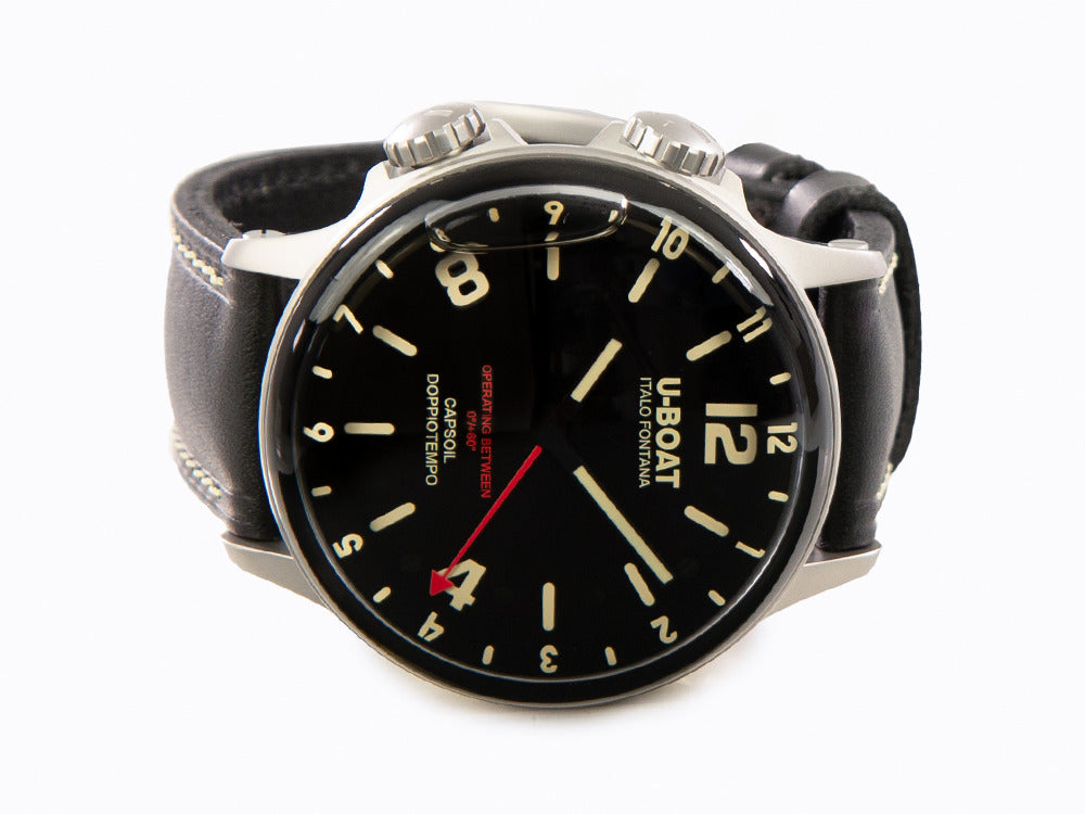 Montre à Quartz U-Boat Capsoil Doppiotempo, 55 mm, Noir, 9672