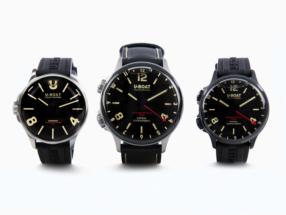 Montre à Quartz U-Boat Capsoil Doppiotempo, 55 mm, Noir, 9672