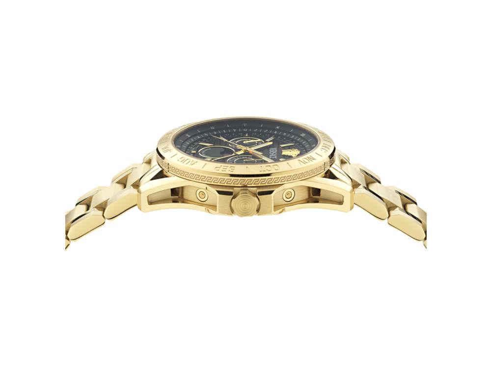 Montre à Quartz Versace V-Galaxy Moonphase, PVD Or, Noir, 43 mm, VE0K00425