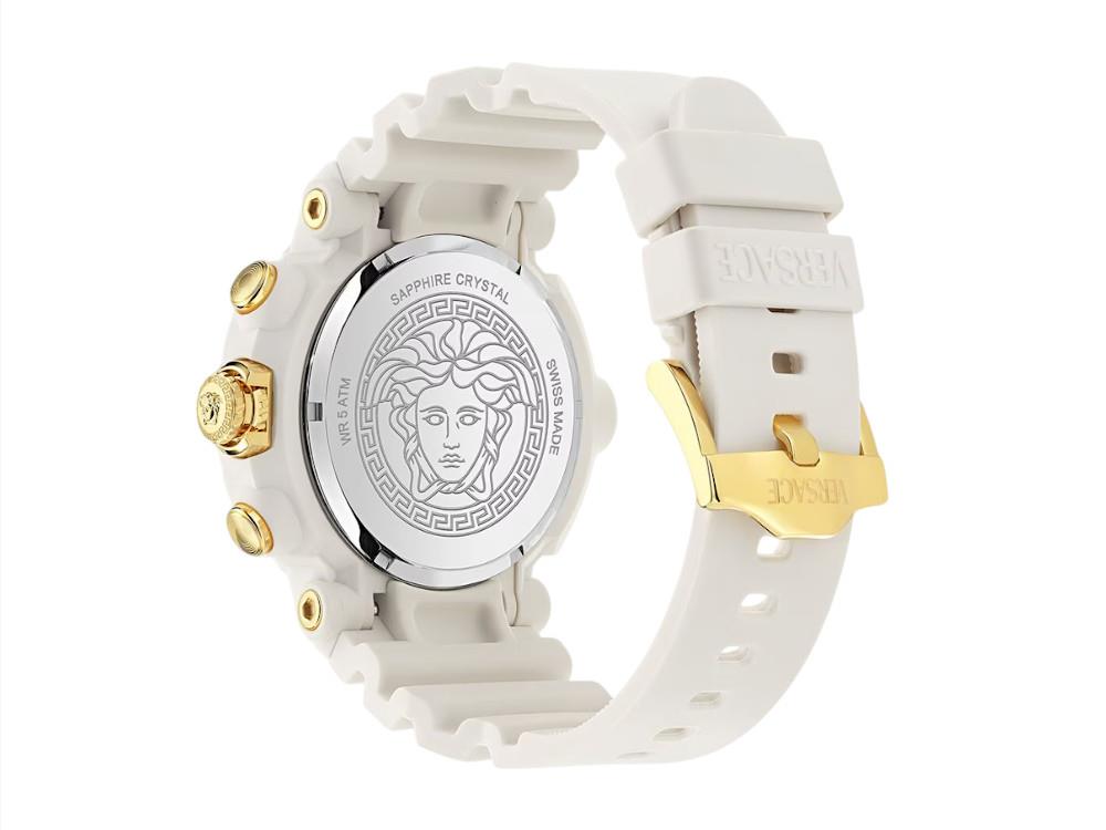 Montre Versace Real Active Chrono, Acier Recyclé, Blanc, 45 mm, VE0L00525
