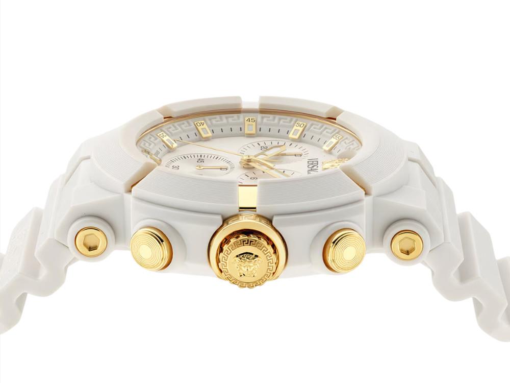 Montre Versace Real Active Chrono, Acier Recyclé, Blanc, 45 mm, VE0L00525