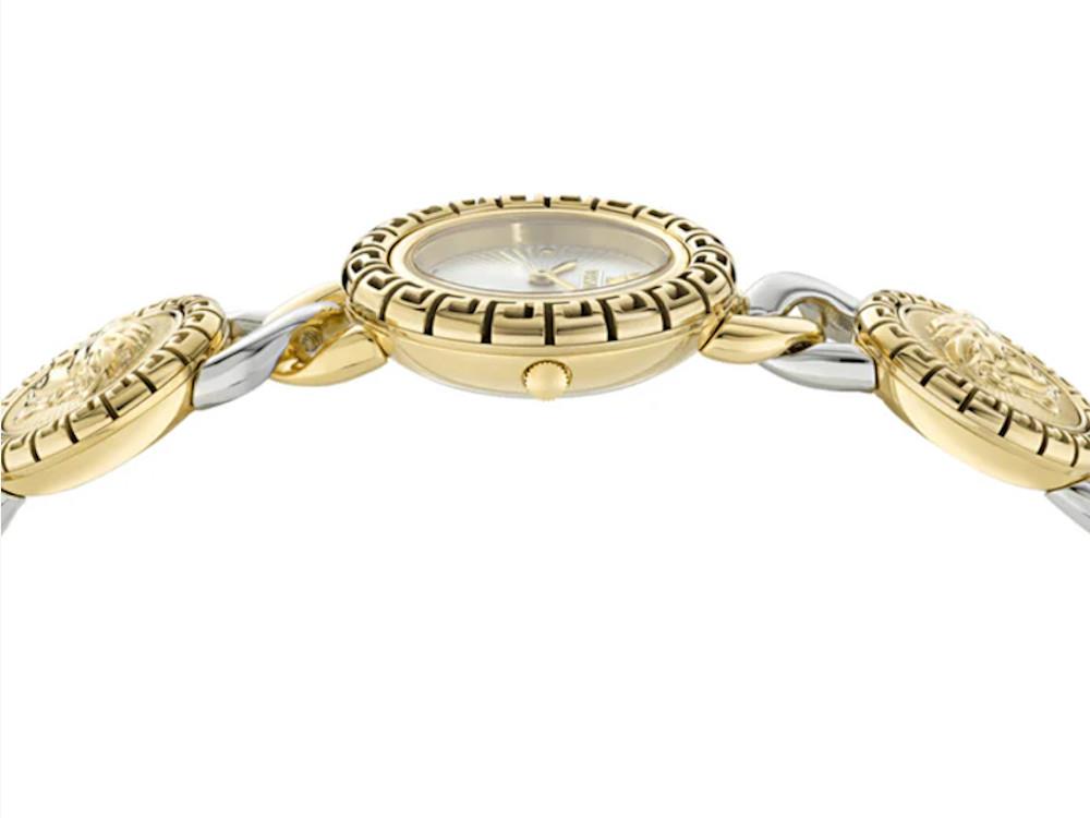 Montre à Quartz Versace Greca Stud Icon , Acier Recyclé, Blanc, 28 mm, VE0Q00325