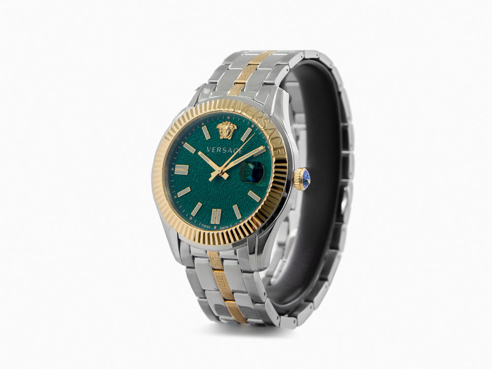 Montre à Quartz Versace Greca Time, PVD Or, Vert, 41 mm, VE3K00422