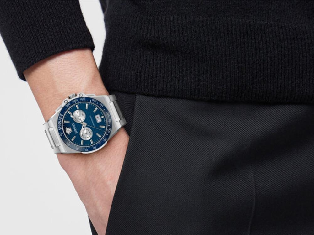 Montre à Quartz Versace Greca Reaction, Bleu, 43 mm, VE5N00326