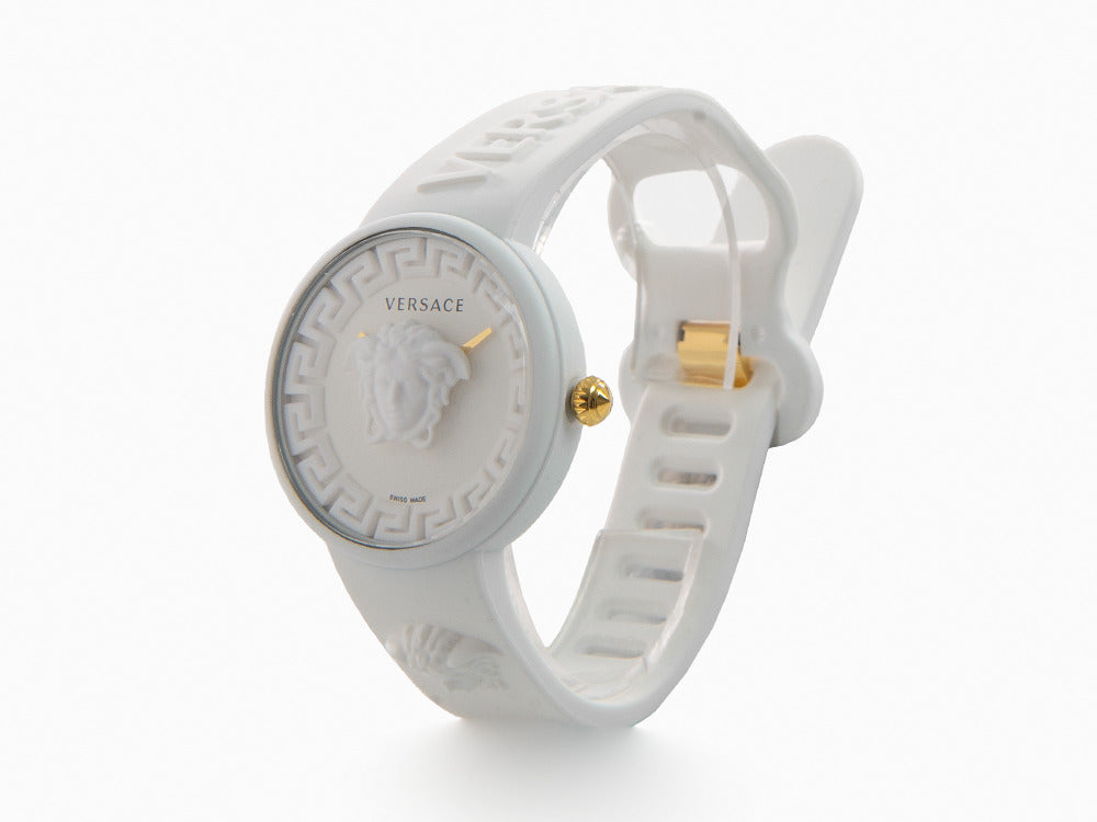 Montre à Quartz Versace Medusa Pop, Silicone, Blanc, 39 mm, VE6G00123