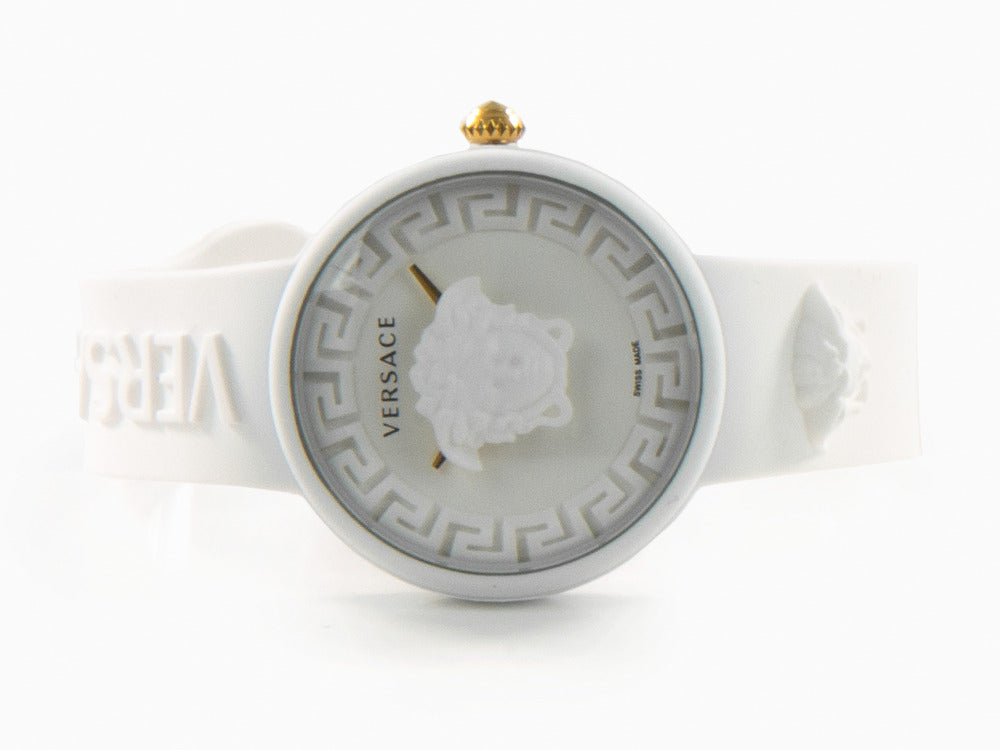 Montre à Quartz Versace Medusa Pop, Silicone, Blanc, 39 mm, VE6G00123