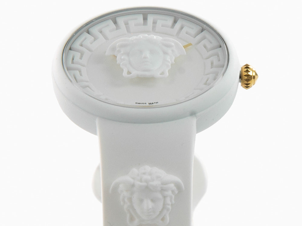 Montre à Quartz Versace Medusa Pop, Silicone, Blanc, 39 mm, VE6G00123