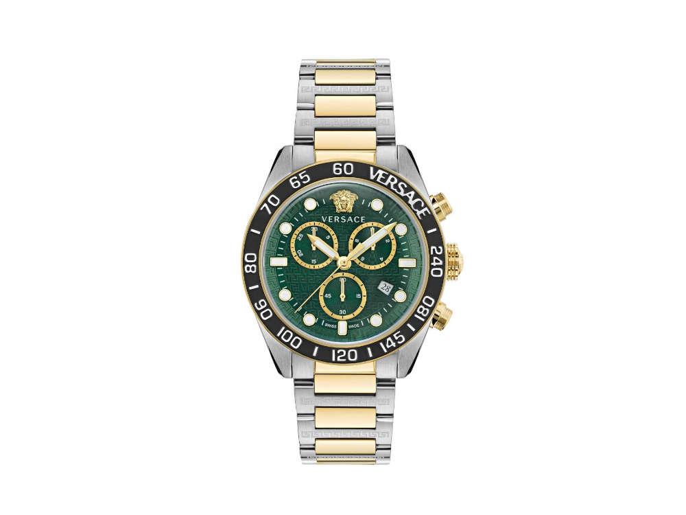 Montre à Quartz Versace Greca Dome Chrono, PVD Or, Vert, 43 mm, VE6K00423