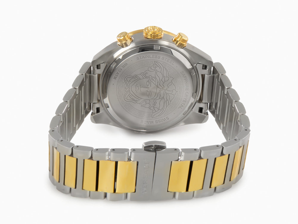 Montre à Quartz Versace Greca Dome Chrono, PVD Or, Vert, 43 mm, VE6K00423