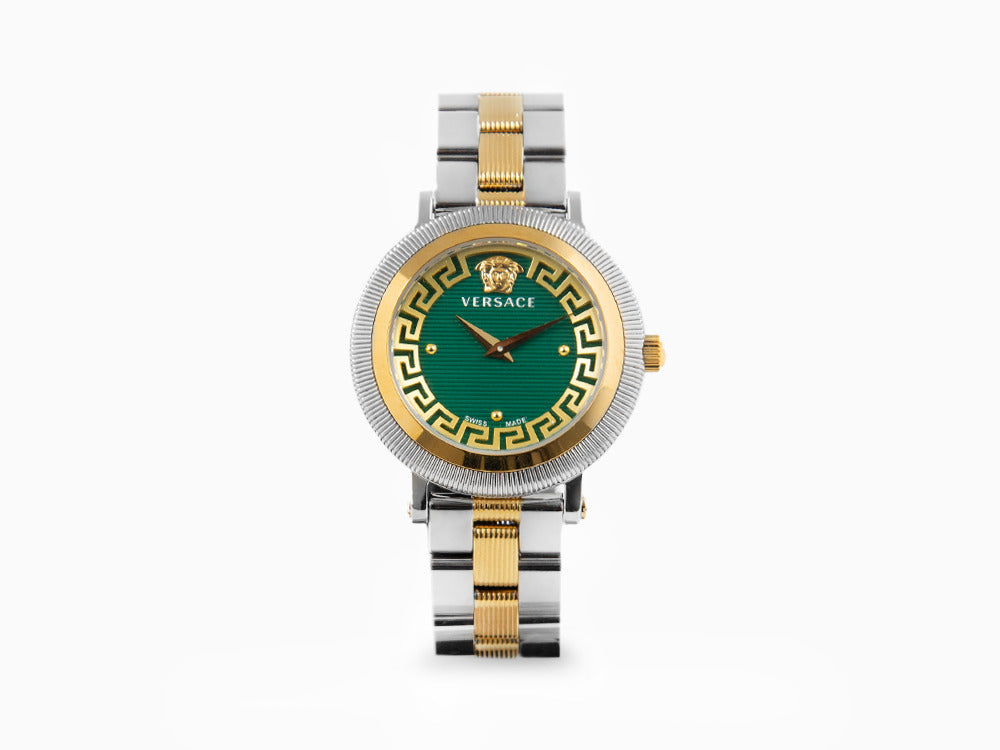 Montre à Quartz Versace Greca Flourish, PVD Or, Vert, 35 mm, VE7F00523