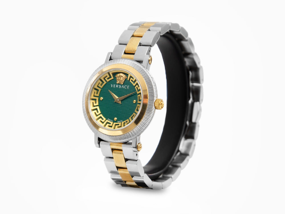 Montre à Quartz Versace Greca Flourish, PVD Or, Vert, 35 mm, VE7F00523