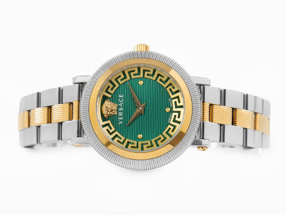 Montre à Quartz Versace Greca Flourish, PVD Or, Vert, 35 mm, VE7F00523