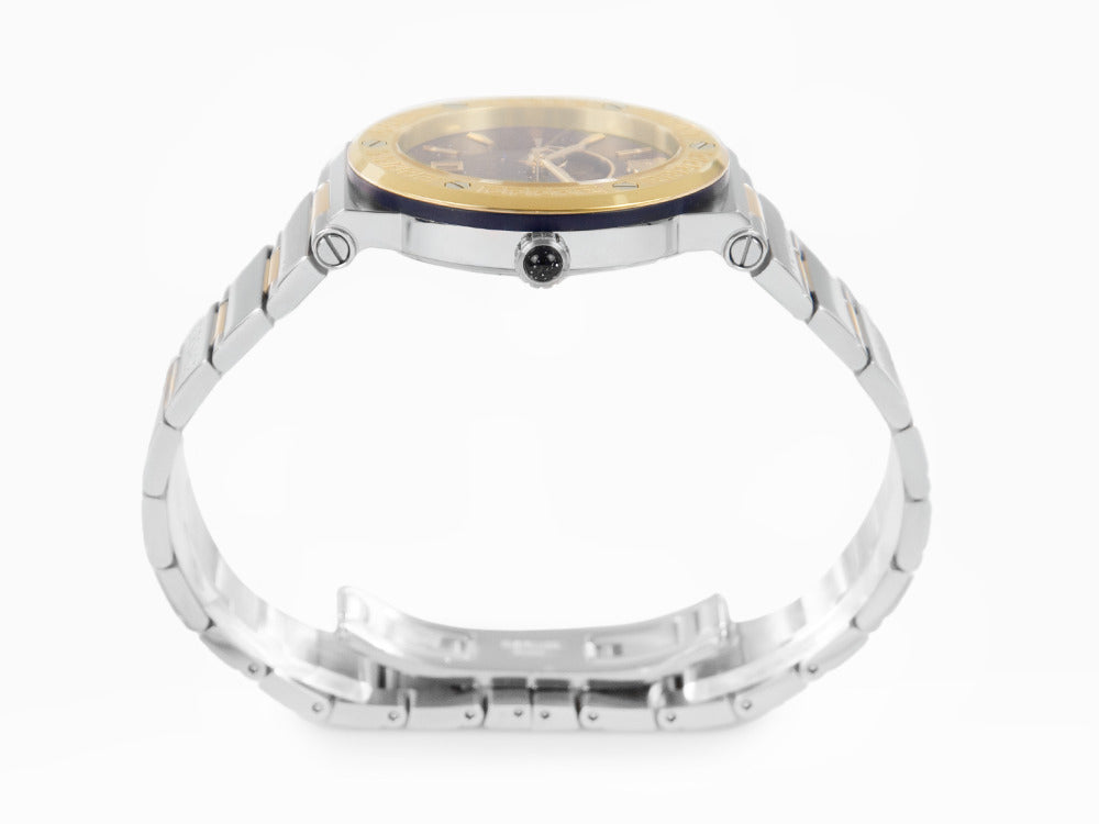 Montre à Quartz Versace Greca Logo Moonphase, PVD Or, Bleu, 38 mm, VE7G00223