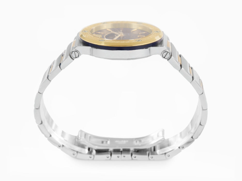 Montre à Quartz Versace Greca Logo Moonphase, PVD Or, Bleu, 38 mm, VE7G00223