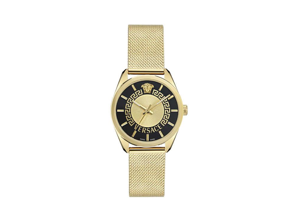 Montre à Quartz Versace New V Circle, PVD Or, 36 mm, Verre de saphir, VE8A00424