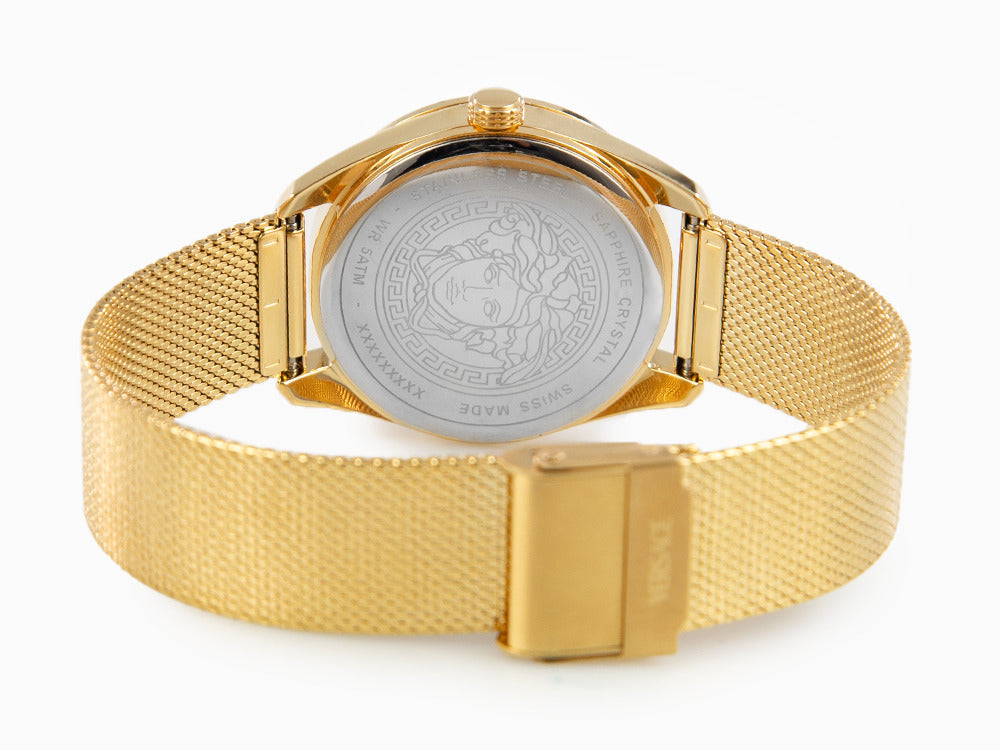 Montre à Quartz Versace New V Circle, PVD Or, 36 mm, Verre de saphir, VE8A00424